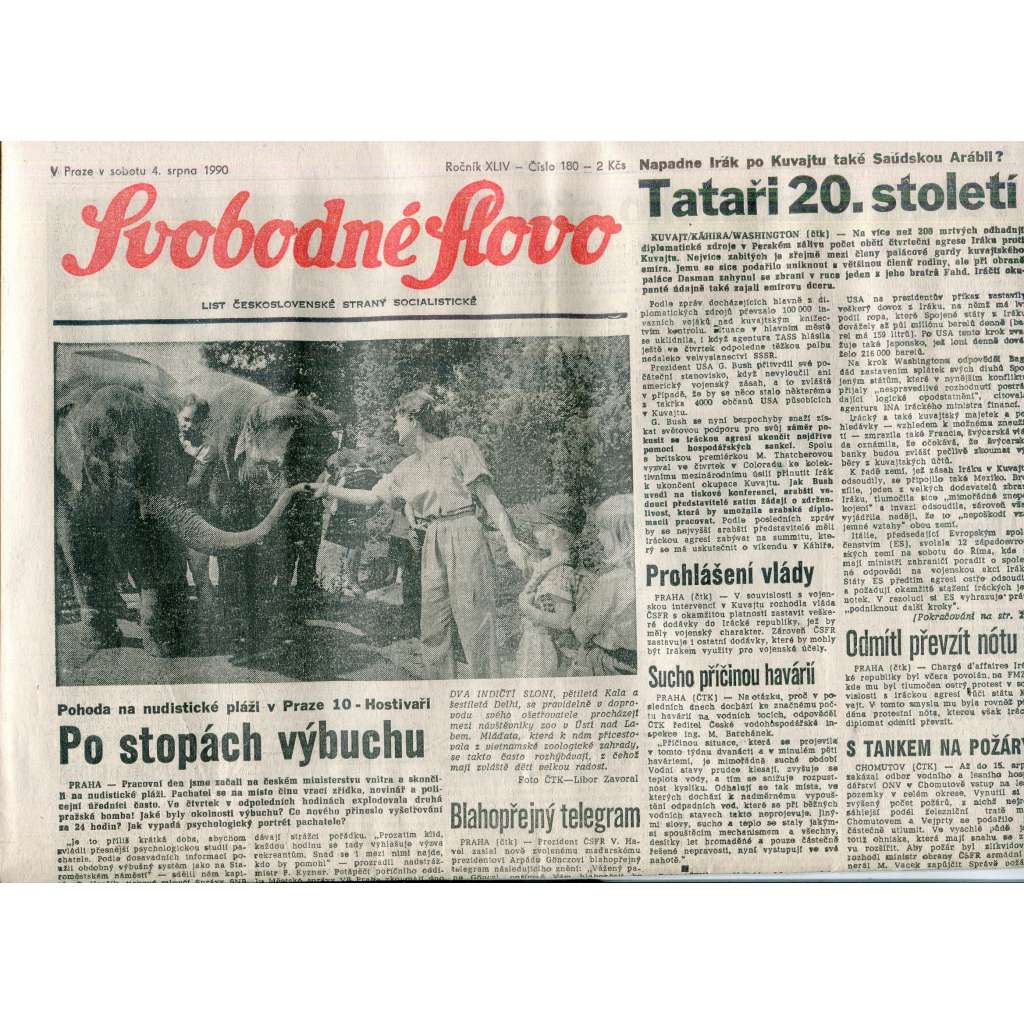 Svobodné slovo (4.8.1990) - staré noviny