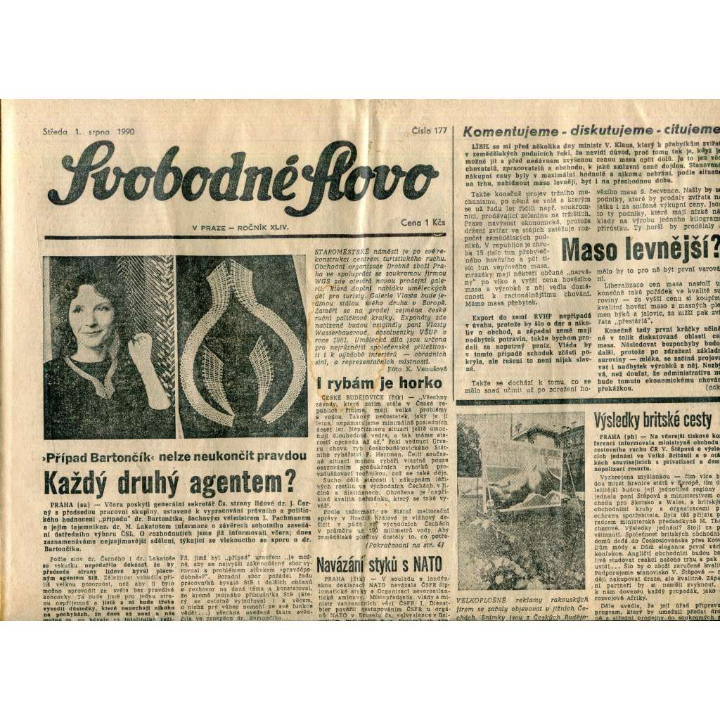 Svobodné slovo (1.8.1990) - staré noviny