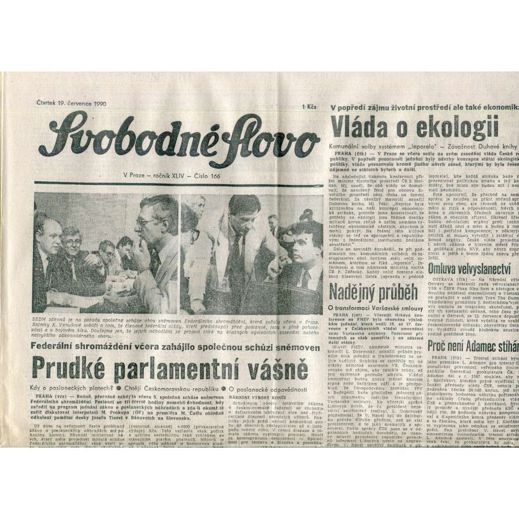 Svobodné slovo (19.7.1990) - staré noviny Svobodné slovo (19.7.1990) - staré noviny
