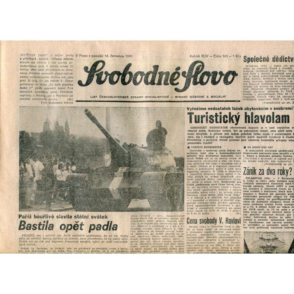 Svobodné slovo (16.7.1990) - staré noviny Svobodné slovo (16.7.1990) - staré noviny