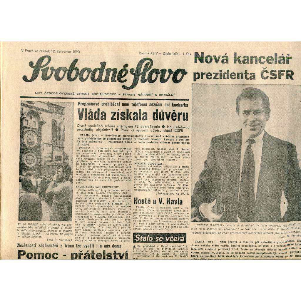 Svobodné slovo (12.7.1990) - staré noviny Svobodné slovo (12.7.1990) - staré noviny