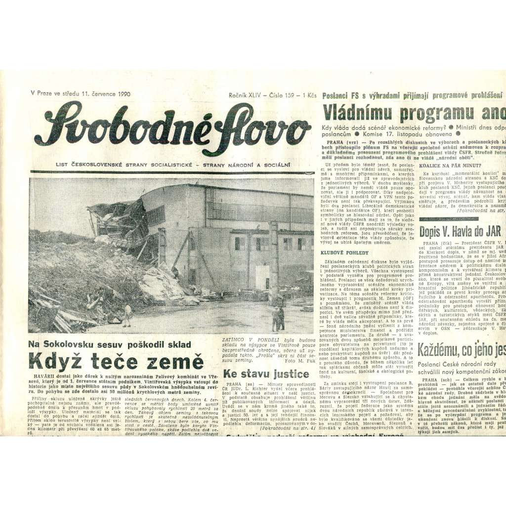 Svobodné slovo (11.7.1990) - staré noviny Svobodné slovo (11.7.1990) - staré noviny