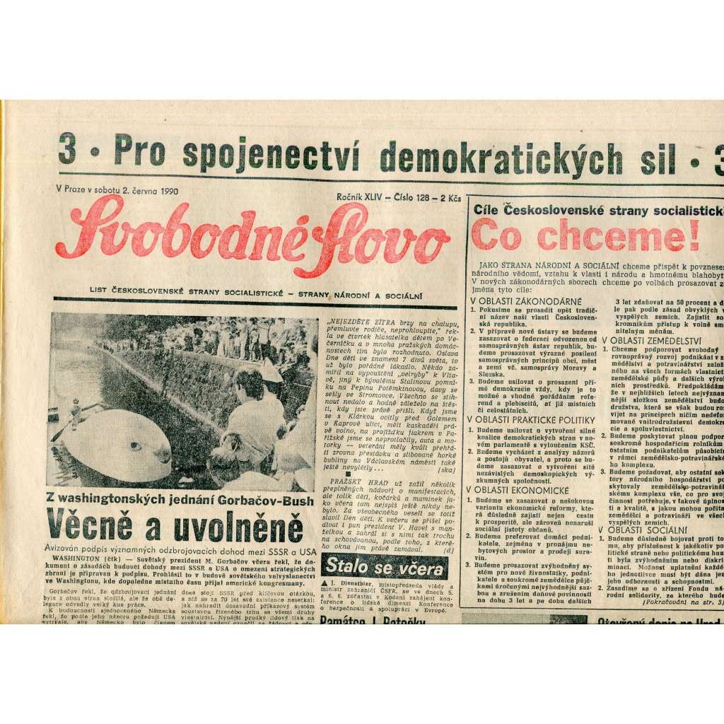 Svobodné slovo (2.6.1990) - staré noviny