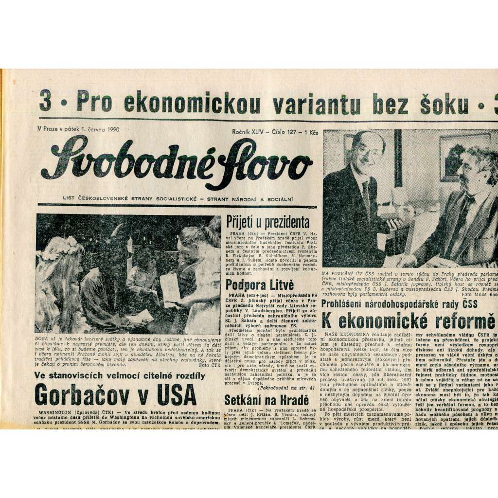 Svobodné slovo (1.6.1990) - staré noviny