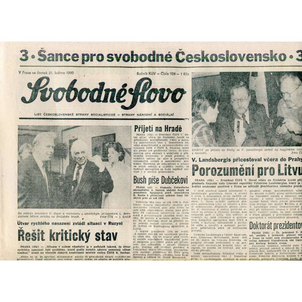 Svobodné slovo (31.5.1990) - staré noviny