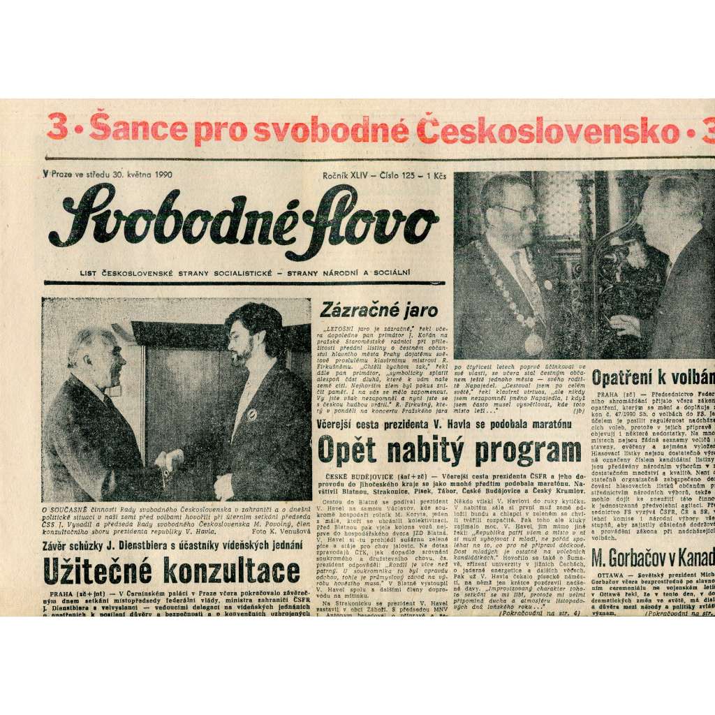 Svobodné slovo (30.5.1990) - staré noviny