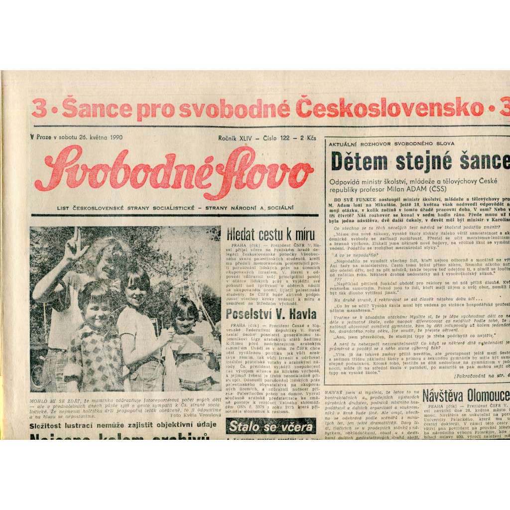 Svobodné slovo (26.5.1990) - staré noviny