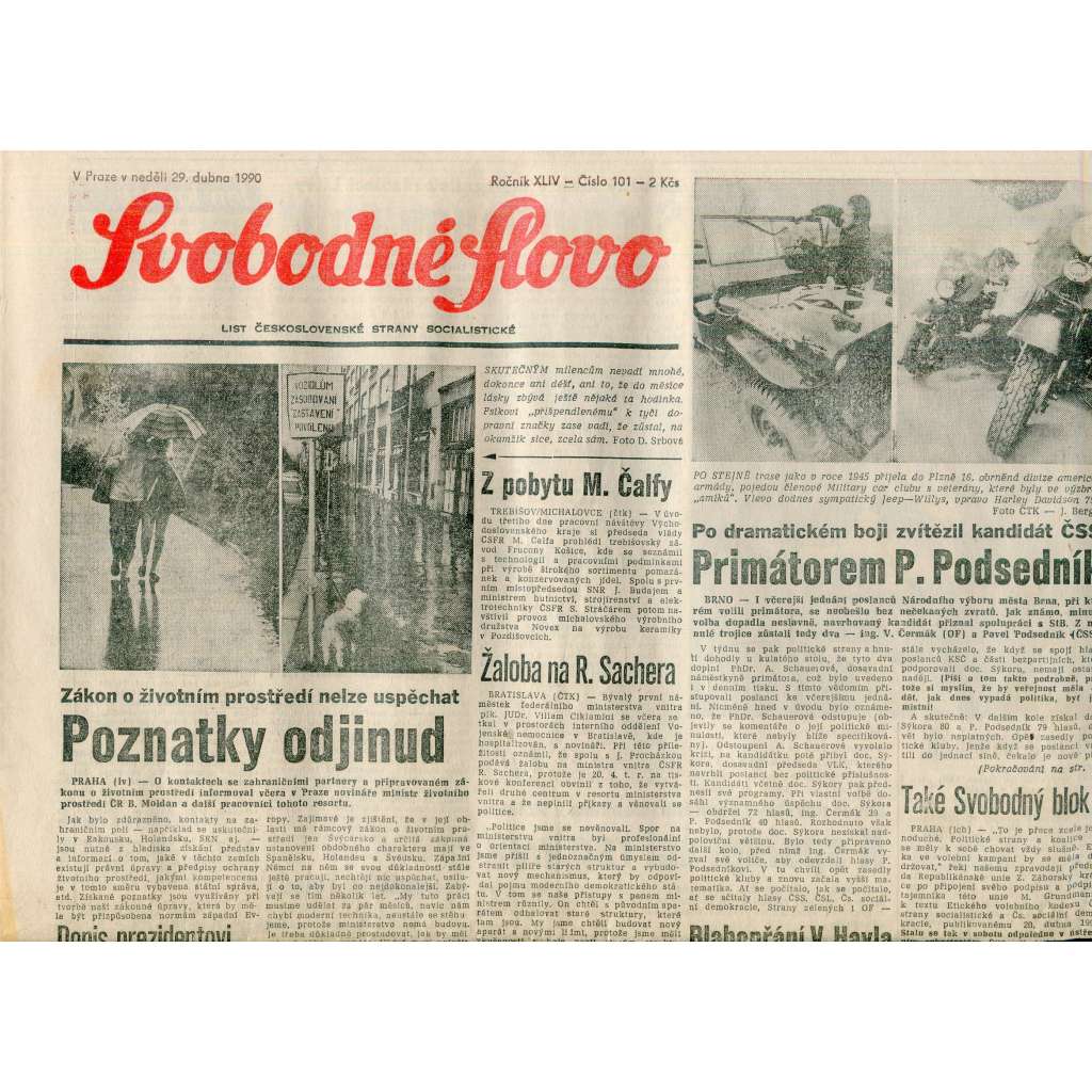 Svobodné slovo (29.4.1990) - staré noviny