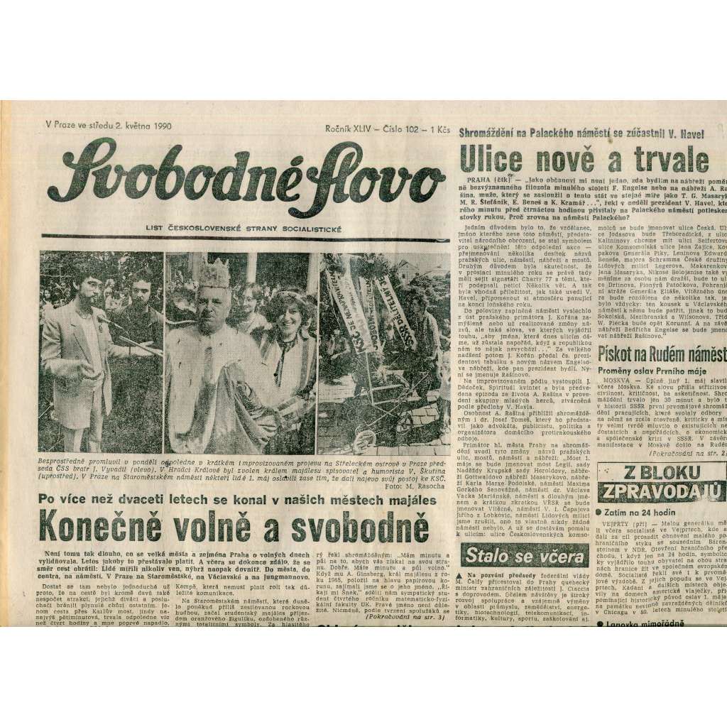 Svobodné slovo (2.5.1990) - staré noviny