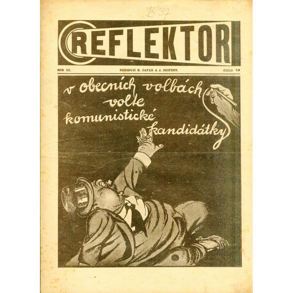 Reflektor, ročník III., číslo 18/1925 (časopis, noviny, 1. republika) - není kompletní