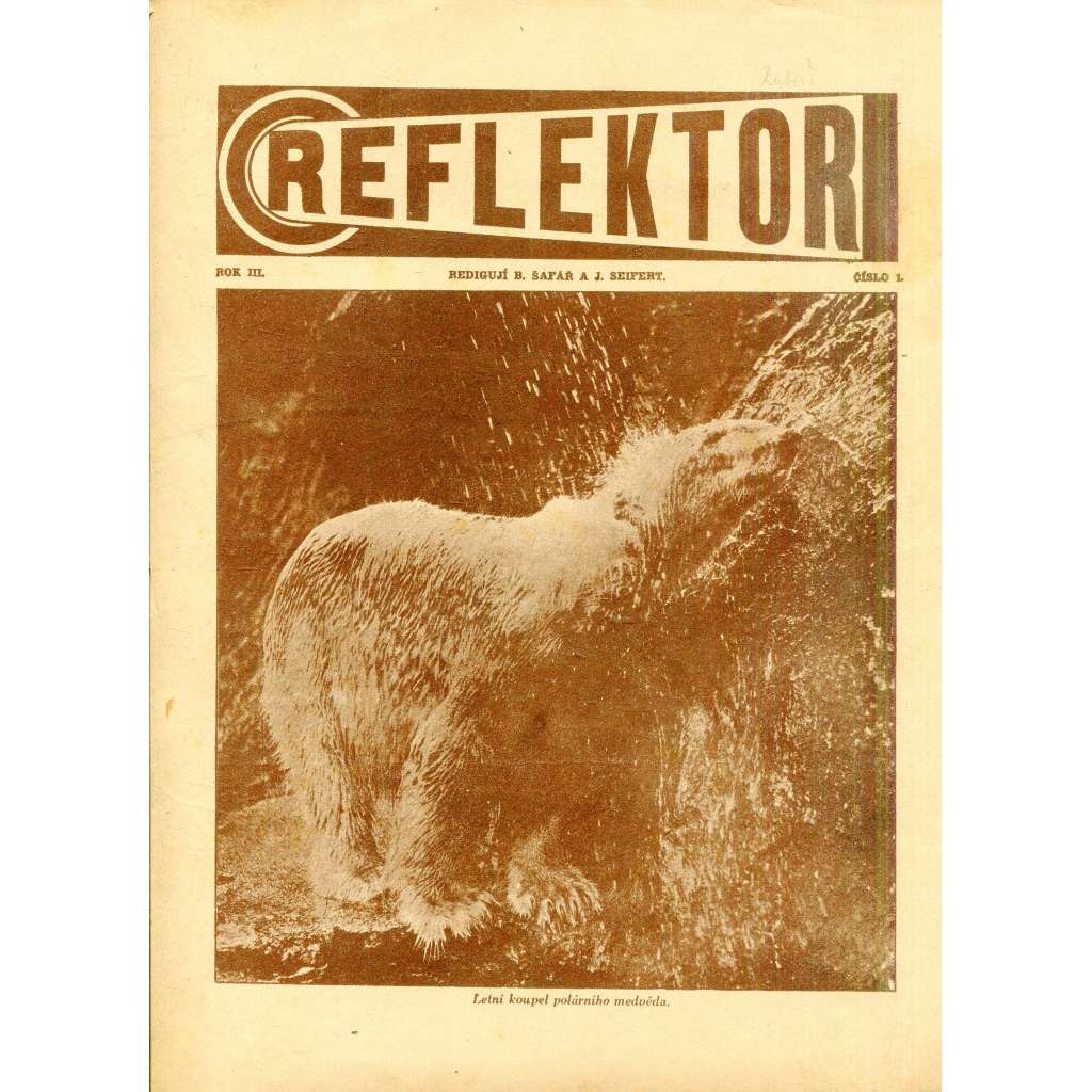 Reflektor, ročník III., číslo 1 (časopis, noviny, 1. republika)