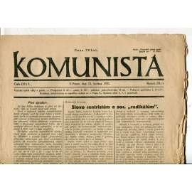 Komunista (13.5.1921) - staré noviny, 1. republika