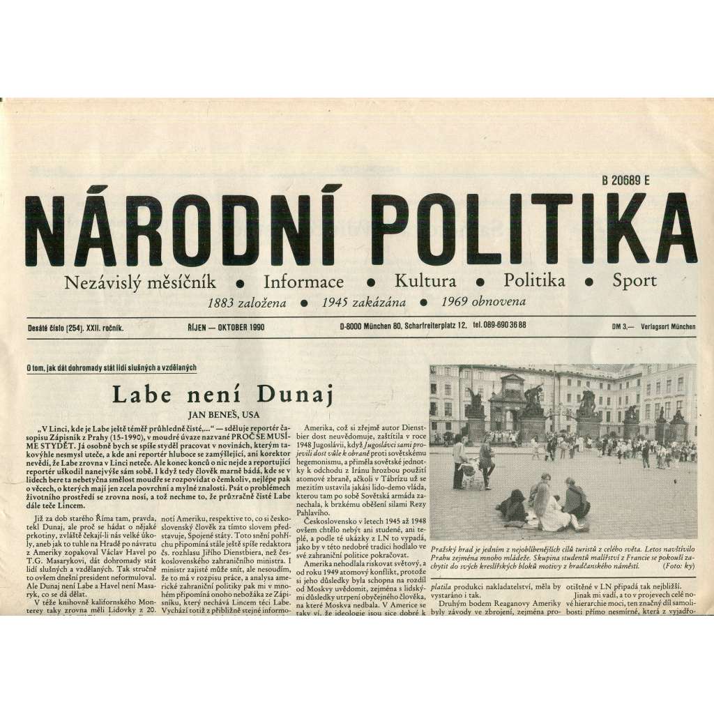 Národní politika (říjen 1990) - noviny, exil
