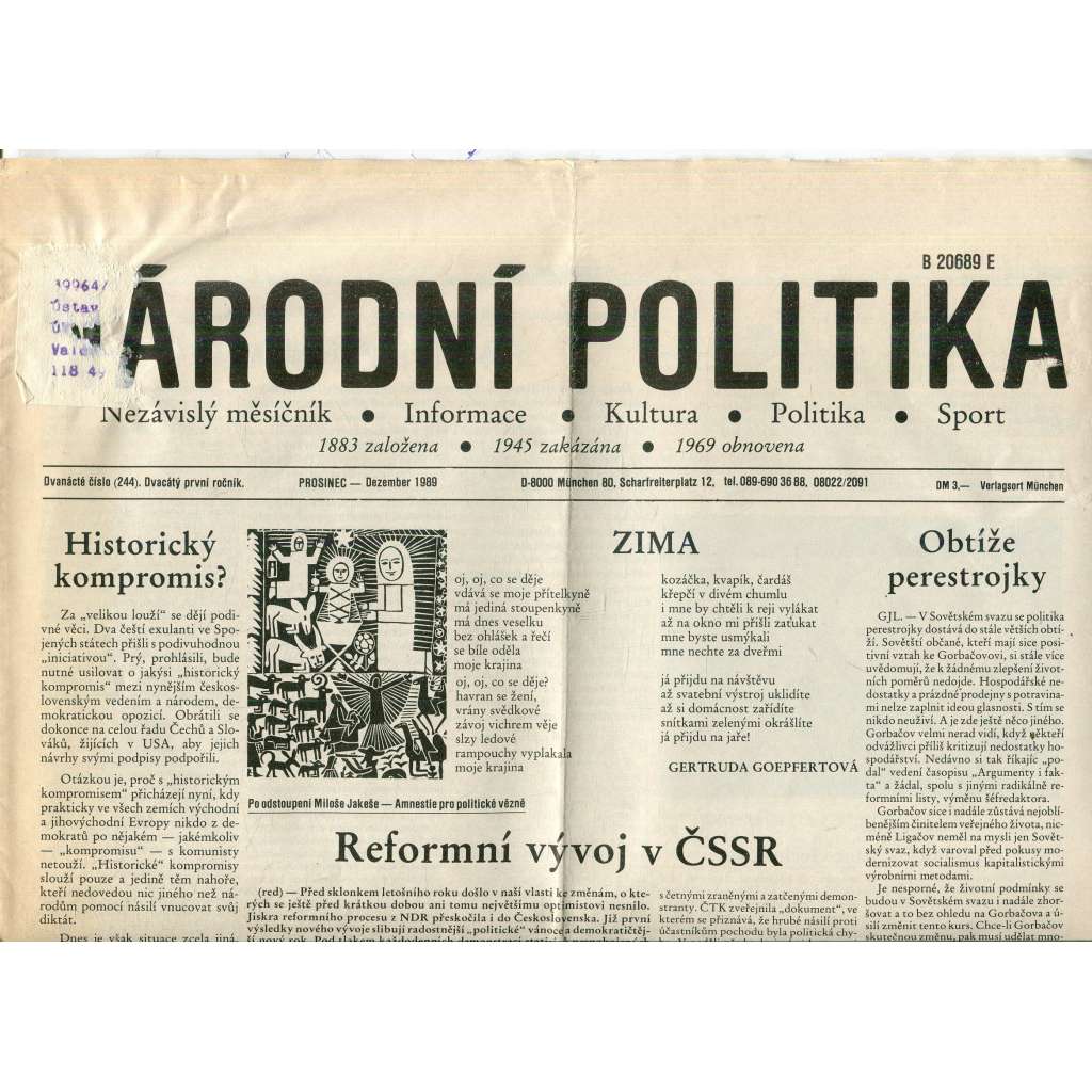 Národní politika (prosinec 1989) - noviny, exil
