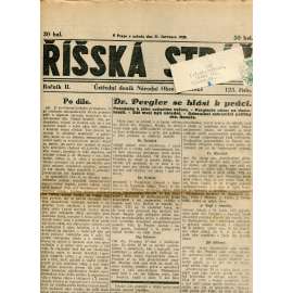 Říšská stráž (21.7.1928) Ústřední deník Národní obce fašistické (staré noviny, fašisté, 1. republika)