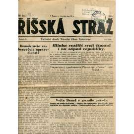 Říšská stráž (20.9.1928) Ústřední deník Národní obce fašistické (staré noviny, fašisté, 1. republika)
