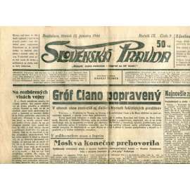 Slovenská pravda 13.1.1944 (noviny, text slovensky, zakladatel Andrej Hlinka, Slovenský stát)