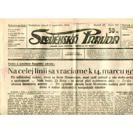 Slovenská pravda 9.9.1944 (noviny, text slovensky, zakladatel Andrej Hlinka, Slovenský stát)