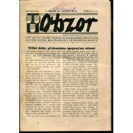 Obzor, ročník 31, číslo 1-2/1939. List hájící zájmy česko-slovenského dělnictva lakýrnického, malířského a příbuzných odvětví (lakýrnictví, malířství, noviny)