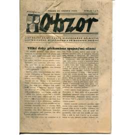 Obzor, ročník 31, číslo 1-2/1939. List hájící zájmy česko-slovenského dělnictva lakýrnického, malířského a příbuzných odvětví (lakýrnictví, malířství, noviny)