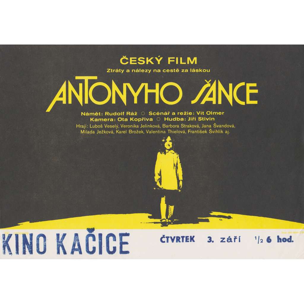 Antonyho šance (filmový plakát, slepka, film Československo 1986, režie Vít Olmer, Hrají: Luboš Veselý, Veronika Jelínková)