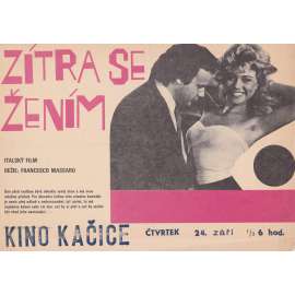 Zítra se žením (filmový plakát, slepka, film Itálie 1985, režie Francesco Massaro, Hrají: Karina Huff,Isabella Ferrari)