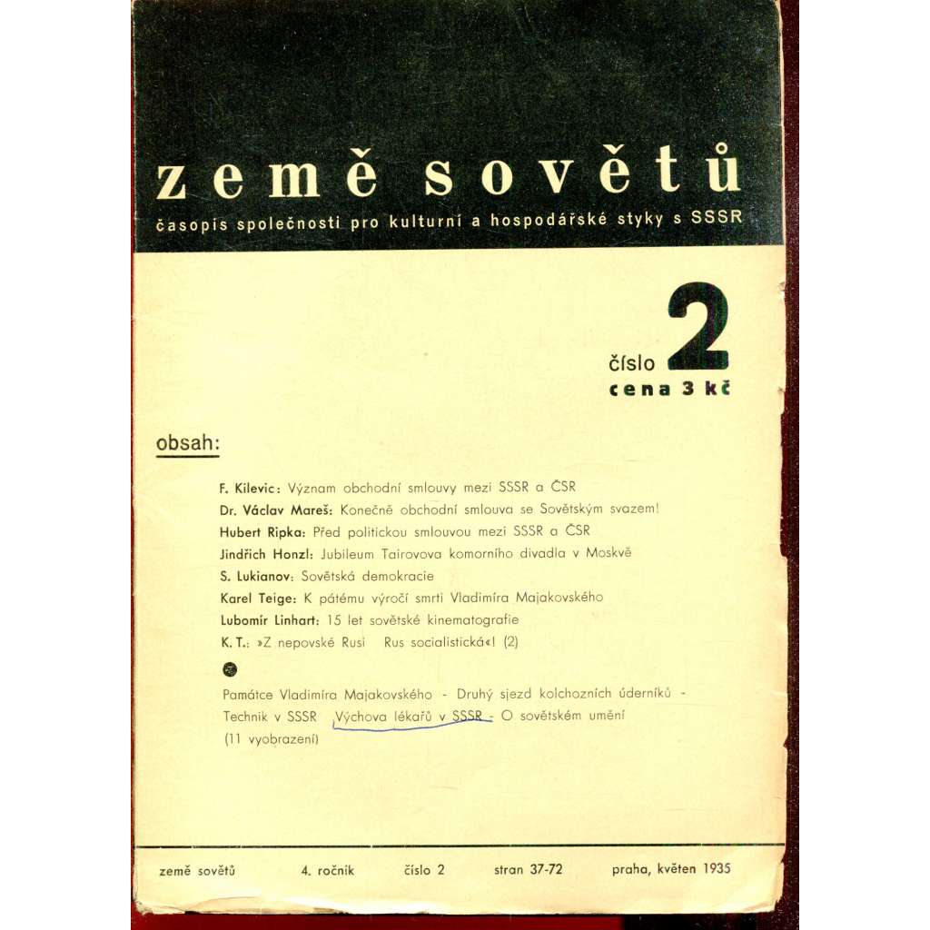 Země sovětů, ročník 4, číslo 2/1935 (Časopis společnosti pro kulturní a hospodářské styky s SSSR)