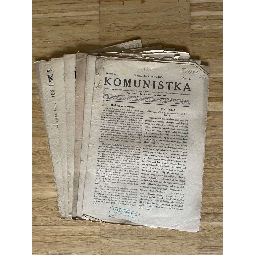 Komunistka, ročník II., čísla 6 a 9-14/1923. Ústřední list československých komunistek (časopis, noviny)
