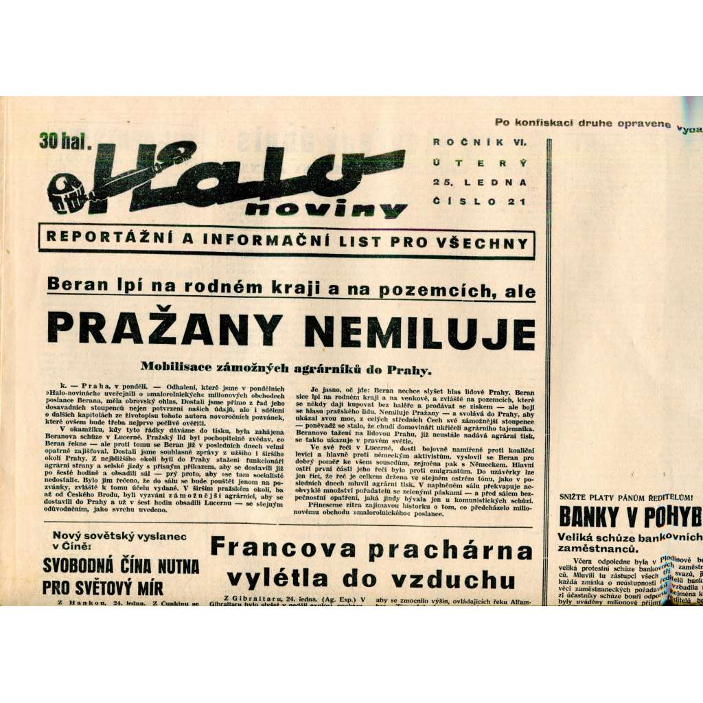 Halo noviny, ročník VI., číslo 21/1938. Reportážní a informační list pro všechny Halo noviny, ročník VI., číslo 21/1938. Reportážní a informační list pro všechny