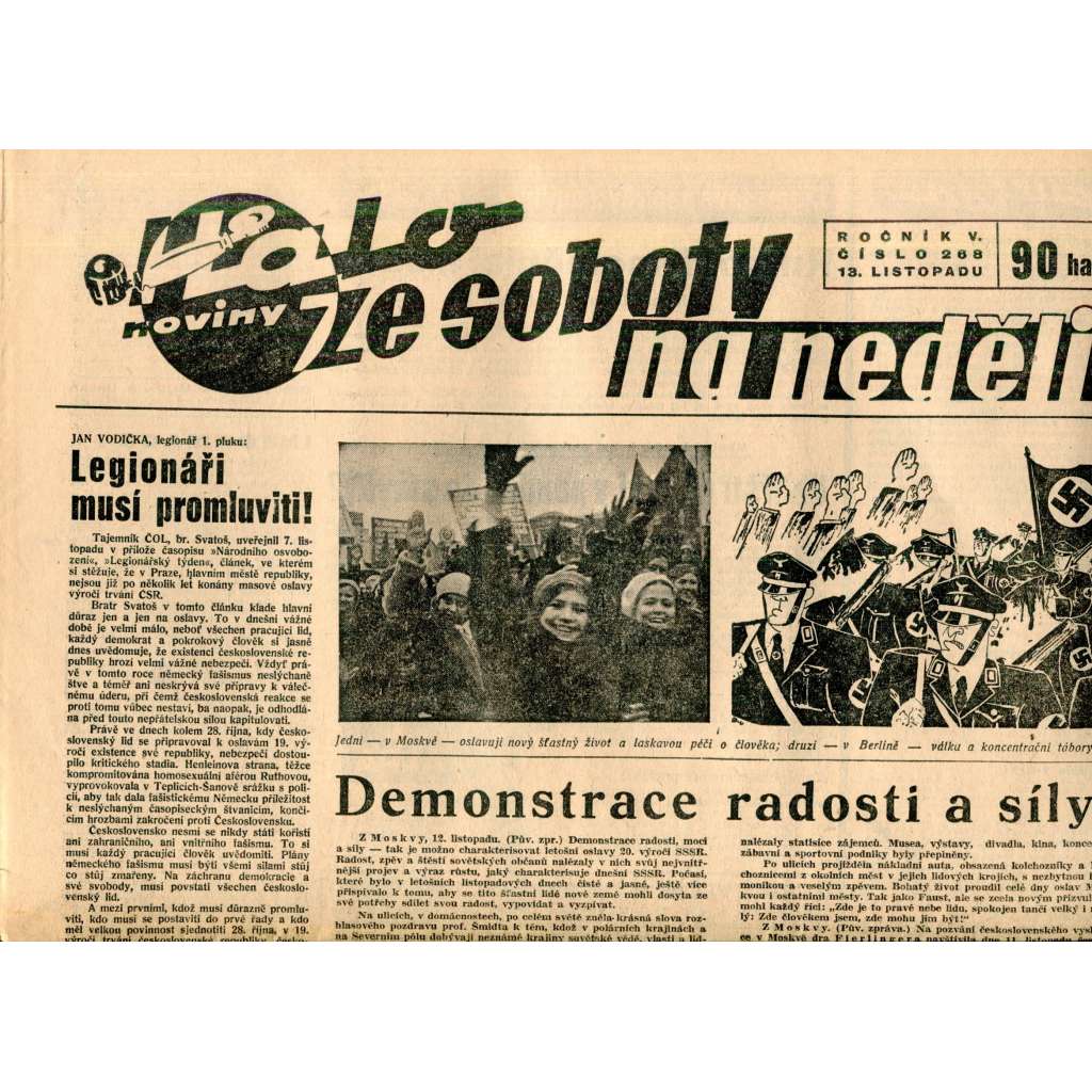 Halo noviny, ze soboty na neděli, ročník V., číslo 268/1937. Reportážní a informační list pro všechny Halo noviny, ze soboty na neděli, ročník V., číslo 268/1937. Reportážní a informační list pro všechny