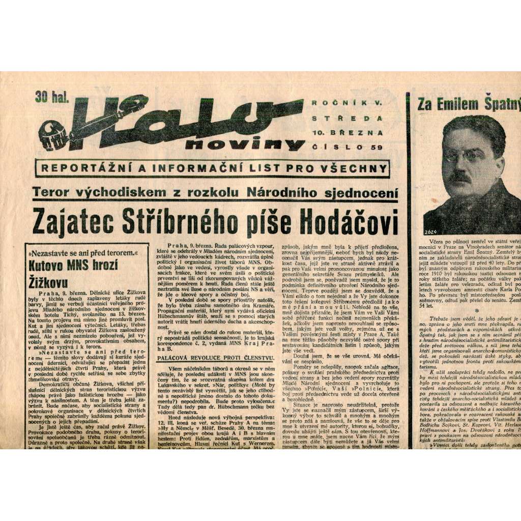 Halo noviny, ročník V., číslo 59/1937. Reportážní a informační list pro všechny