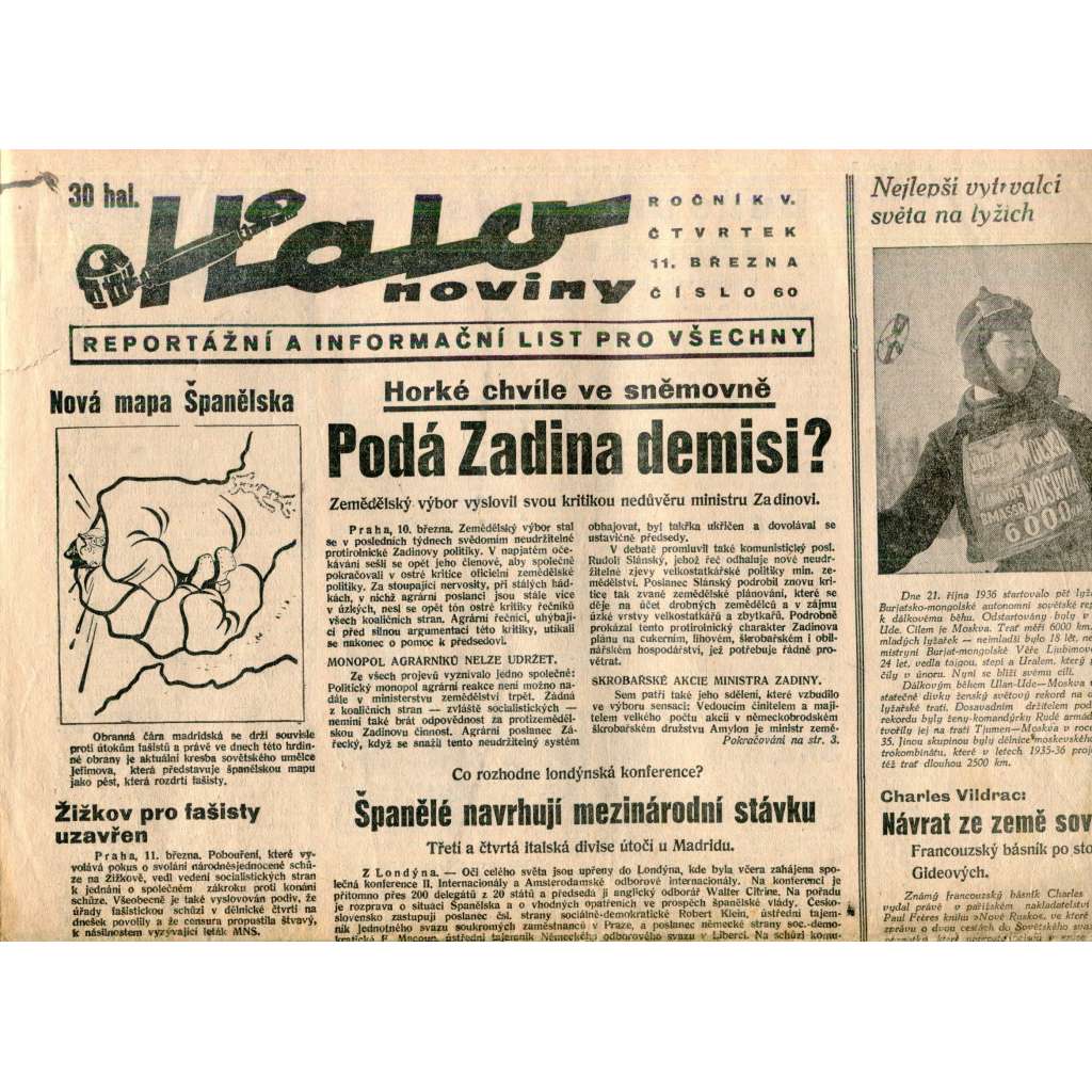 Halo noviny, ročník V., číslo 60/1937. Reportážní a informační list pro všechny