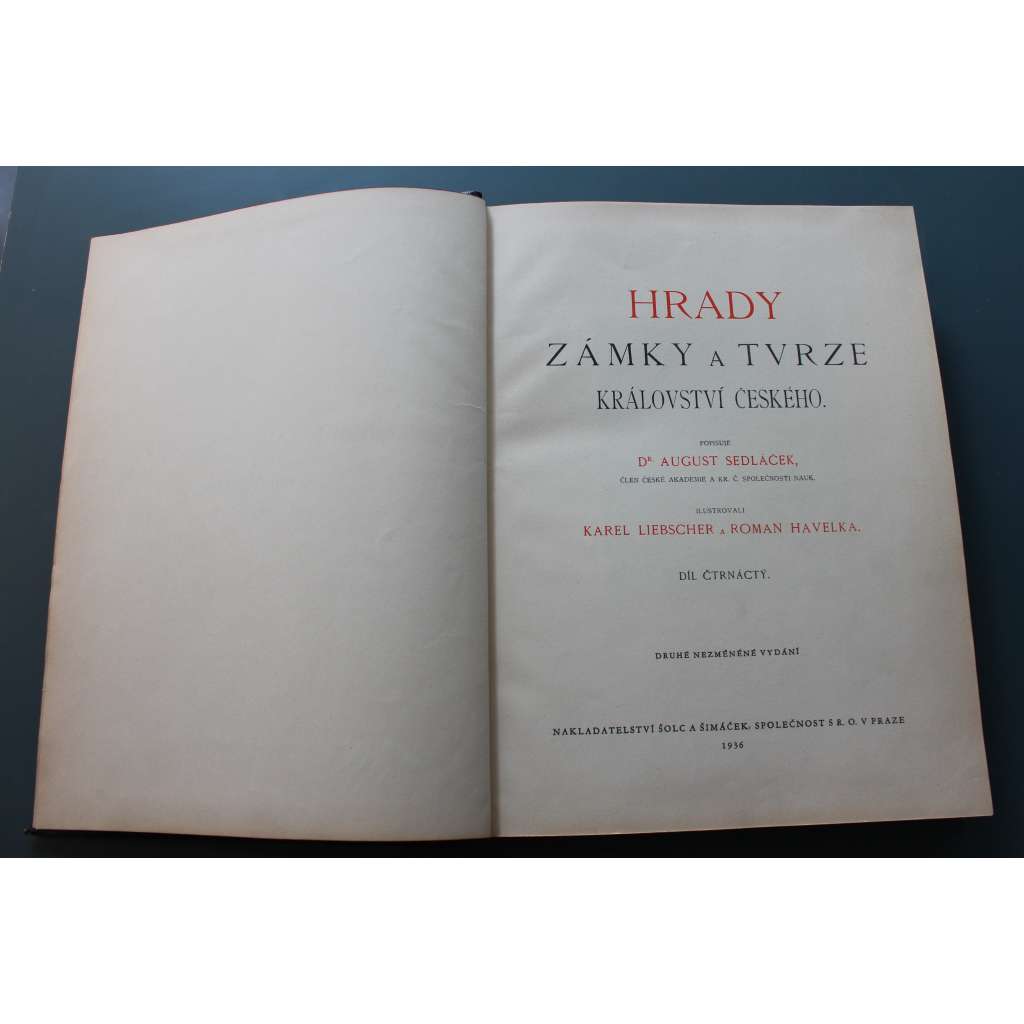 Hrady, zámky a tvrze Království českého - díl 14. - Litoměřicko a Žatecko (historie, architektura, mj. Litoměřice, Žatec, Střekov, Děčín, Sloup, Osek, Varnsdorf, Šumburk, Duchcov; celokožená vazba - vazba kůže)