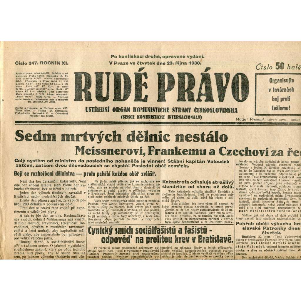 Rudé právo (23.10.1930) - staré noviny, 1. republika Rudé právo (23.10.1930) - staré noviny, 1. republika