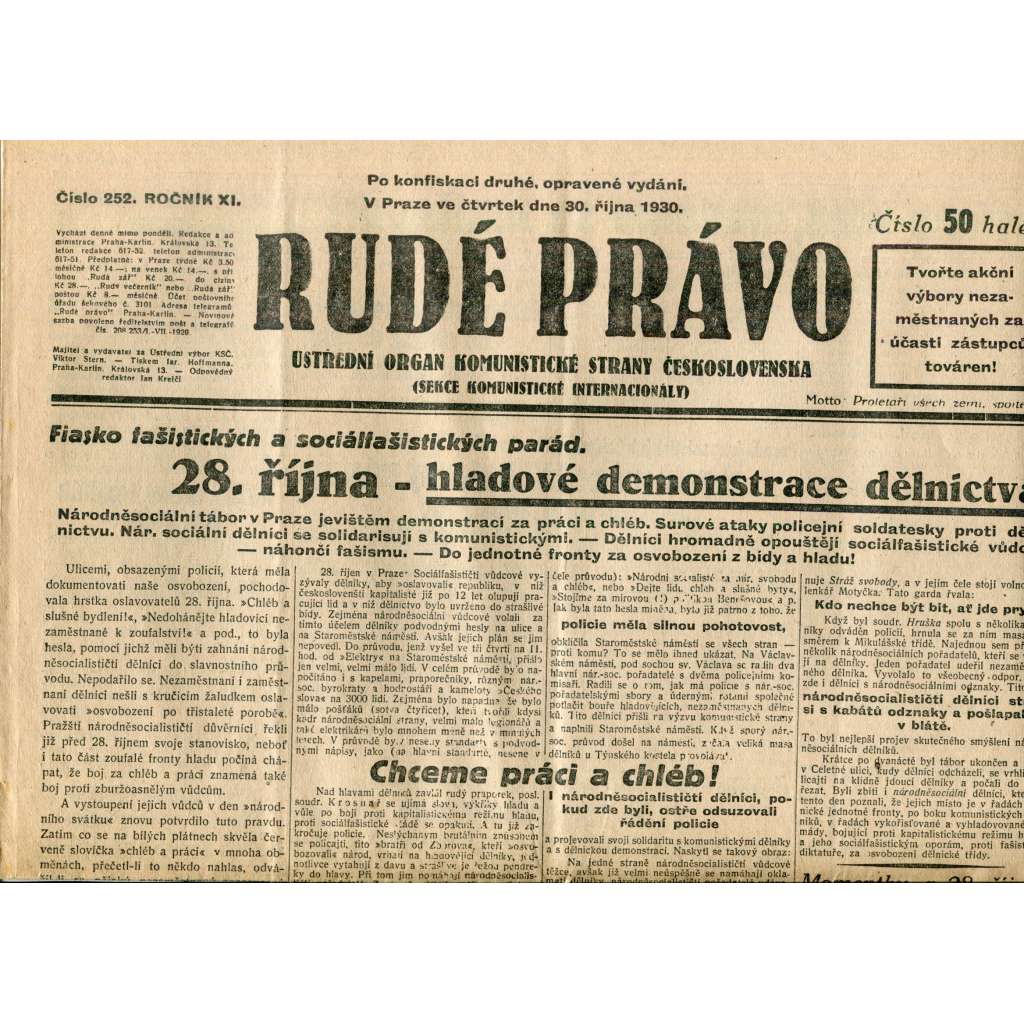 Rudé právo (30.10.1930) - staré noviny, 1. republika Rudé právo (30.10.1930) - staré noviny, 1. republika