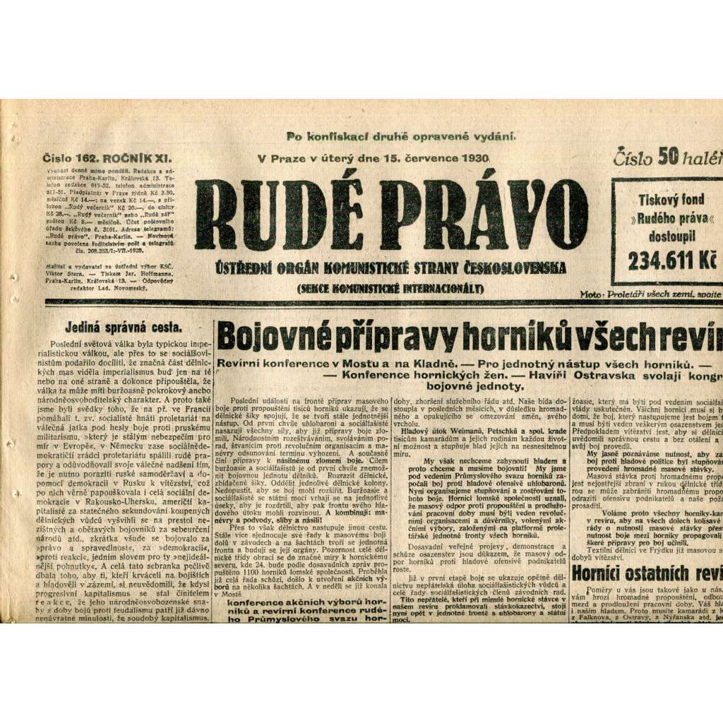 Rudé právo (15.7.1930) - staré noviny, 1. republika Rudé právo (15.7.1930) - staré noviny, 1. republika