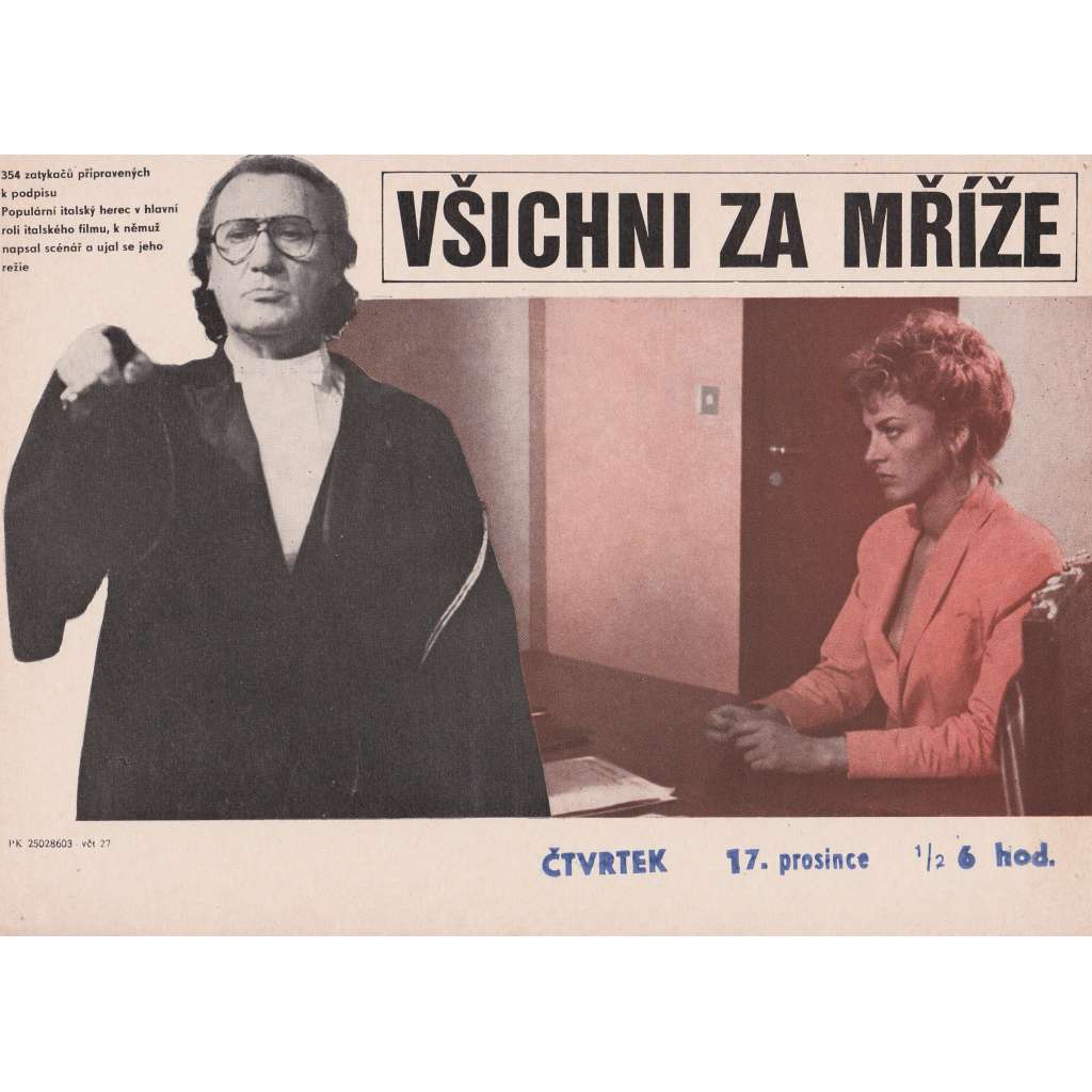 Všichni za mříže (filmový plakát, slepka, film Itálie 1984, režie Alberto Sordi Hrají: Alberto Sordi, Joe Pesci) Všichni za mříže (filmový plakát, slepka, film Itálie 1984, režie Alberto Sordi Hrají: Alberto Sordi, Joe Pesci)