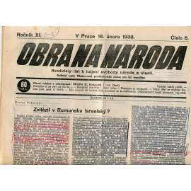Obrana národa 18.2.1938 (antisemitské, protibolševické noviny)