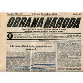 Obrana národa 15.4.1938 (antisemitské, protibolševické noviny)