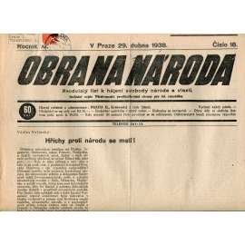 Obrana národa 29.4.1938 (antisemitské, protibolševické noviny)