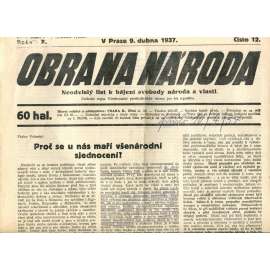 Obrana národa 9.4.1937 (antisemitismus, antisemitské, protibolševické noviny)