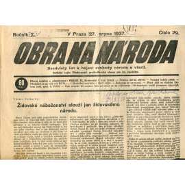 Obrana národa 27.8.1937 (antisemitismus, antisemitské, protibolševické noviny)