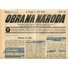 Obrana národa 3.9.1937 (antisemitismus, antisemitské, protibolševické noviny)