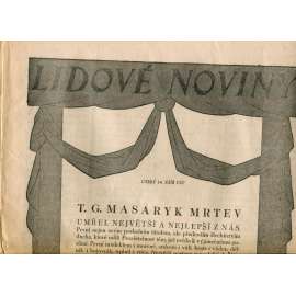 Lidové noviny 14.9.1937 (noviny, úmrtí T. G. Masaryk, prezident) Lidové noviny 14.9.1937 (noviny, úmrtí T. G. Masaryk, prezident)