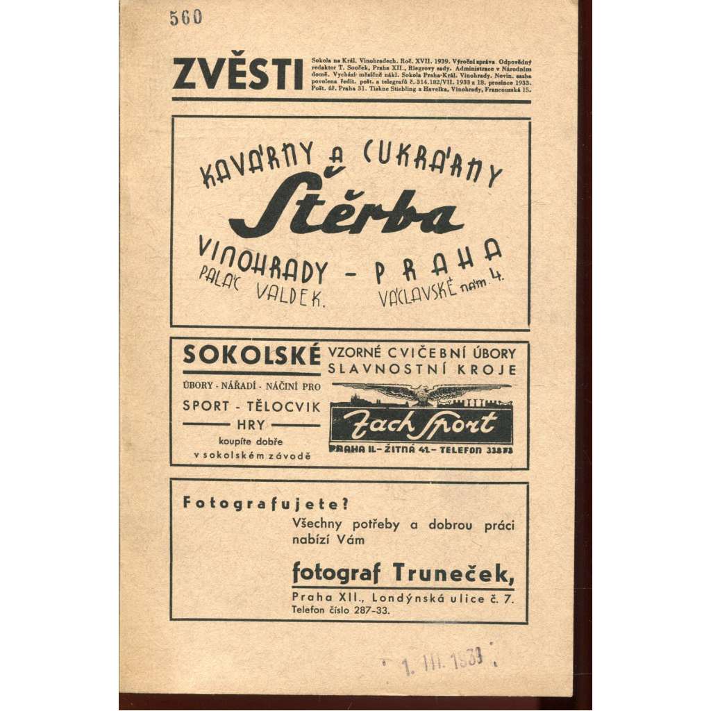 52. výroční zpráva tělocvičné jednoty Sokol Praha - Královské Vinohrady za správní rok 1938 52. výroční zpráva tělocvičné jednoty Sokol Praha - Královské Vinohrady za správní rok 1938