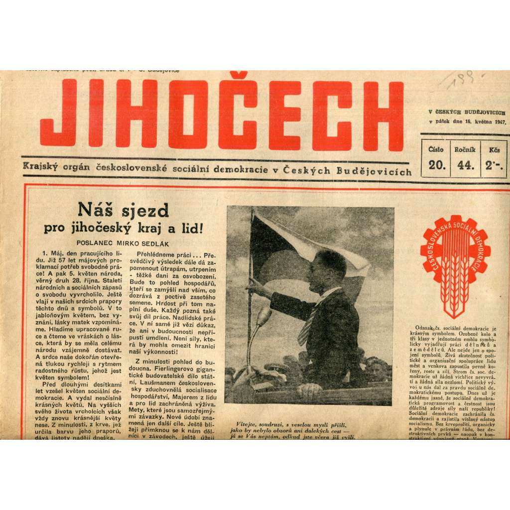 Jihočech 16.5.1947 (noviny) Jihočech 16.5.1947 (noviny)