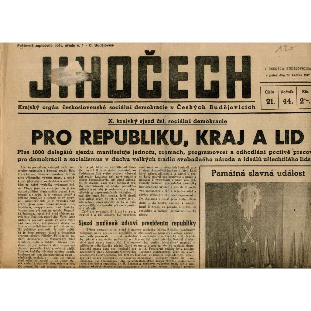 Jihočech 23.5.1947 (noviny) Jihočech 23.5.1947 (noviny)