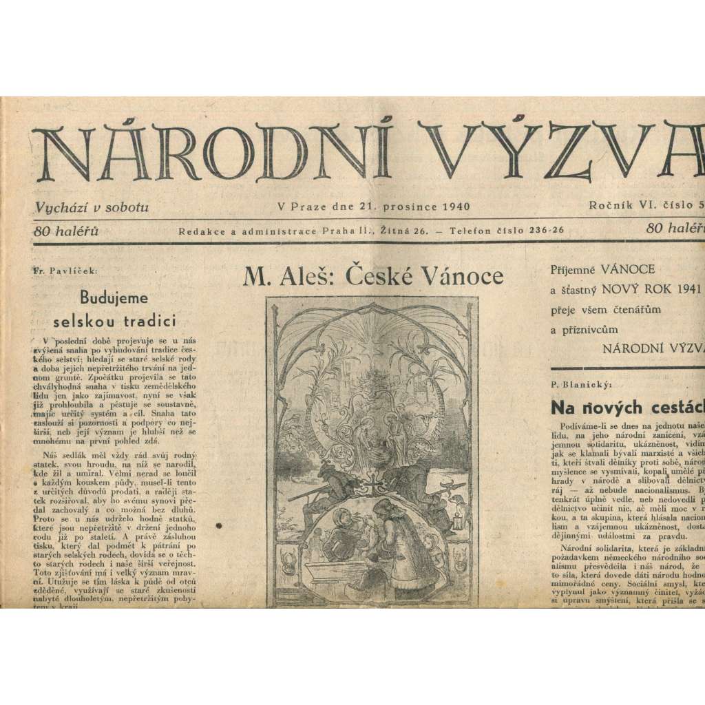 Národní výzva 21.12.1940 (protektorát, noviny) Národní výzva 21.12.1940 (protektorát, noviny)