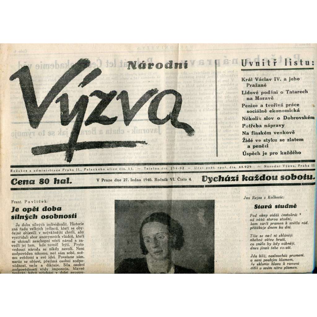 Národní výzva 27.1.1940 (protektorát, noviny)
