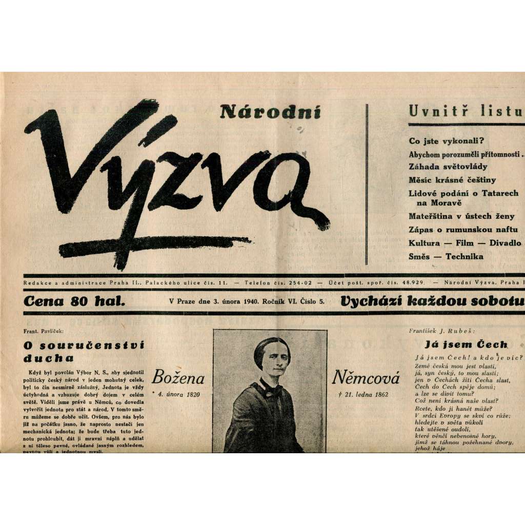 Národní výzva 3.2.1940 (protektorát, noviny)